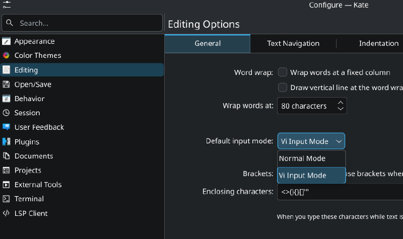Vi Input Mode